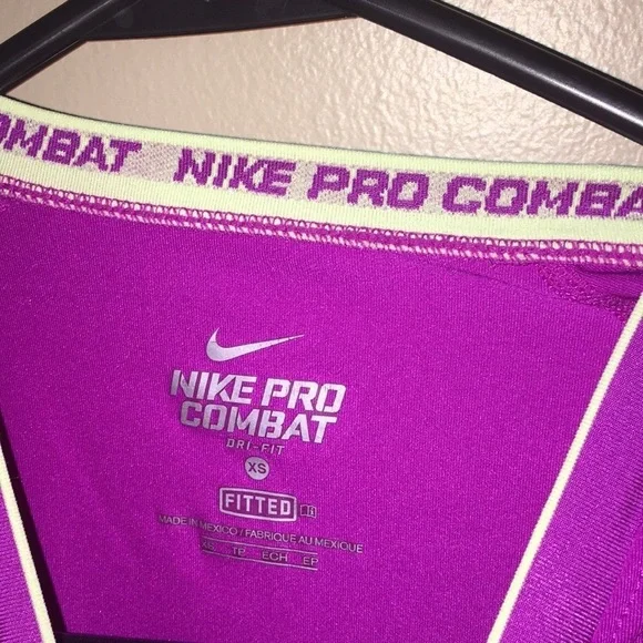 Nike pro combat compression shirt size XS purple Nike pro shirt long sleeve​​​ - Picture 6 of 9
